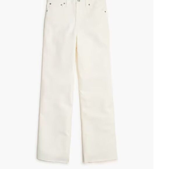 J. crew Factory Wide-leg crop jean stretch in seashell white NWT - Picture 2 of 16